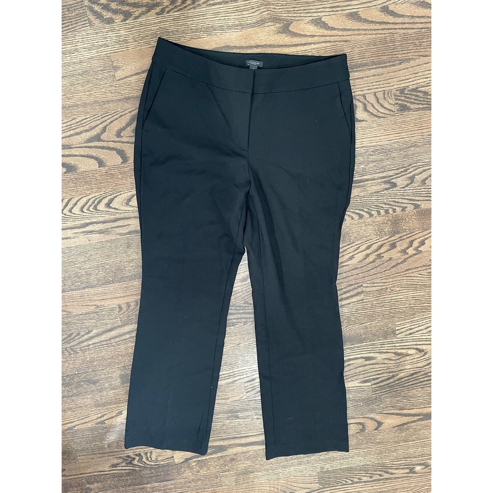 Ann Taylor Factory Women's Black Flat Front Dress Slacks Pockets 8 SI42